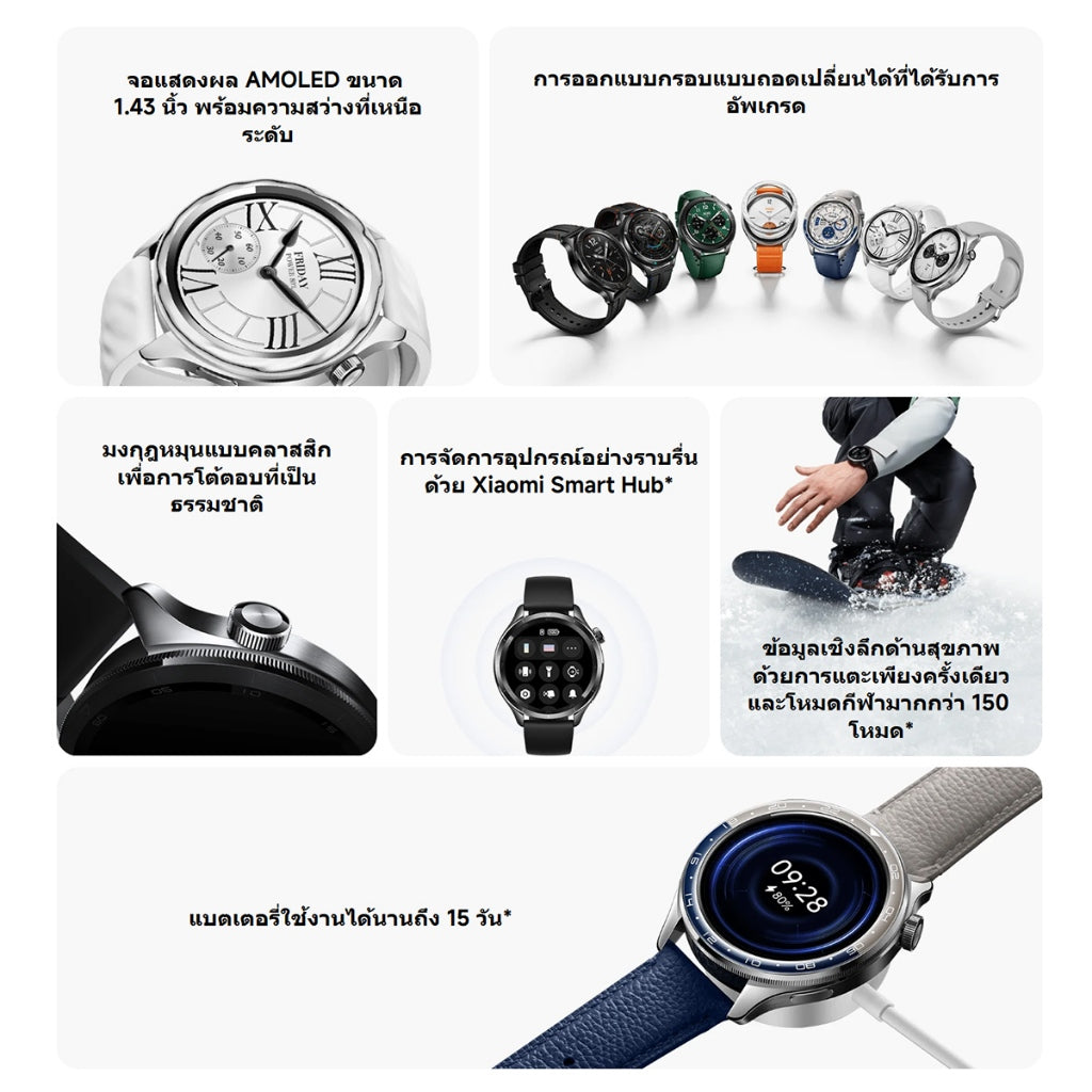 Xiaomi Watch S4 โทรผ่านบลูทูธได้ 1.43"" 60Hz AMOLED อึดทนใช้งานได้ 15 วัน ปุ่มหมุนปรับได้