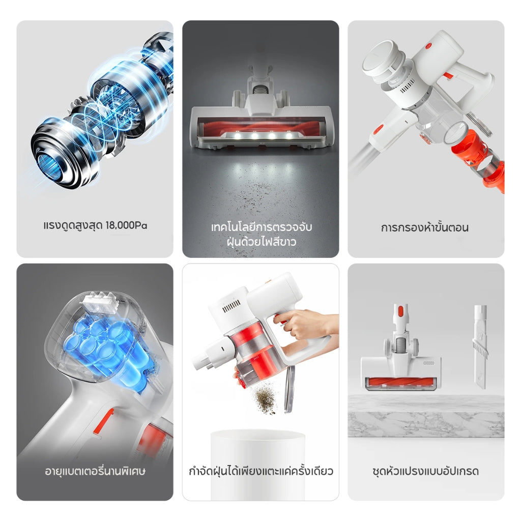 Xiaomi Vacuum Cleaner G20 Lite เครื่องดูดฝุ่น แรงดูด 18000Pa แบตเตอรี่2200mAh แปรงหลักไฟ LED ไฟสีขาวส่องร่องรอยฝุ่น