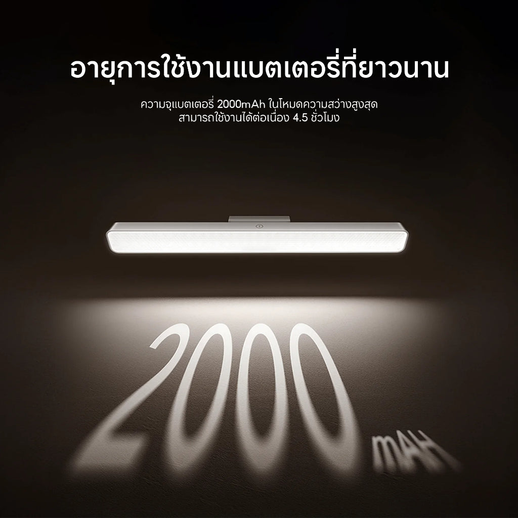 Xiaomi Magnetic Reading Light Bar โคมไฟอ่านหนังสือ ความจุแบตเตอรี่ 2000mAh ป้องกันแสงสีฟ้า RG0 ปรับสว่าง 3 ระดับ