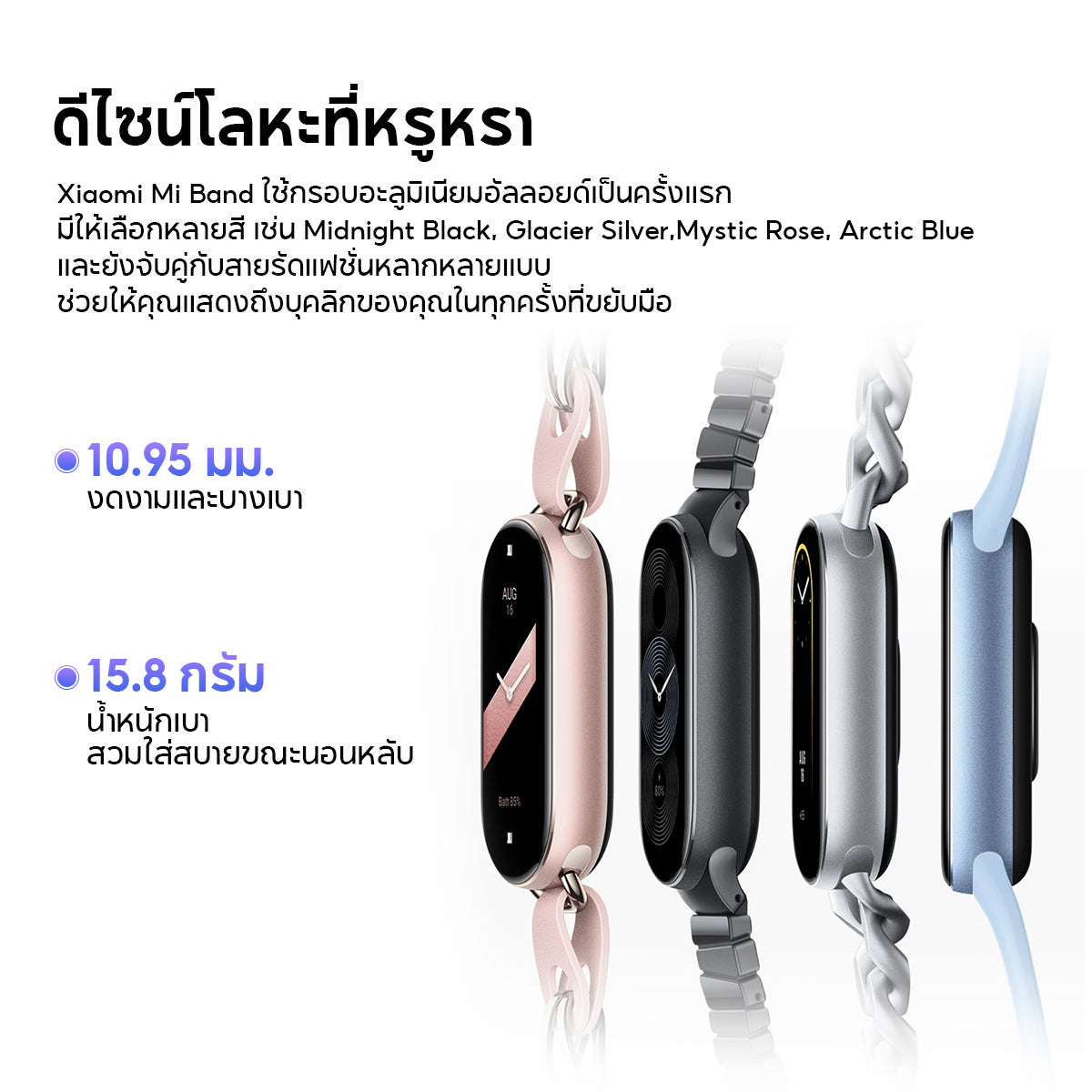 Xiaomi Band 9 Smart นาฬิกาสมาร์ทวอทช์ การวัดออกซิเจนในเลือด หน้าจอ1.62" 60Hz AMOLED การปรับความสว่างได้อัจฉริยะ