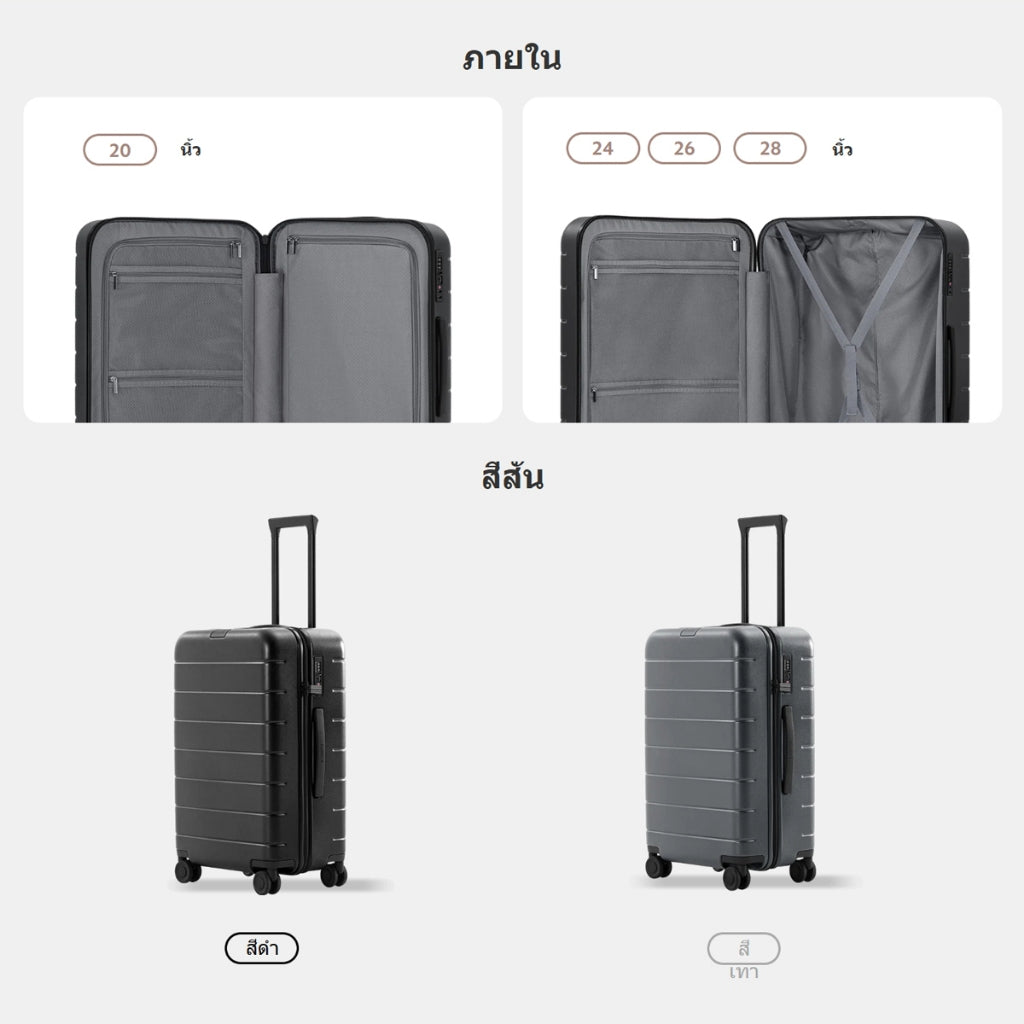 Xiaomi Luggage Classic Pro ตู้แบ่ง 4:6 ล็อครหัส TSA ล้อหมุนอิสระที่มีความไว การออกแบบด้านบนแบน ตู้แบ่ง 4:6 เคส PC