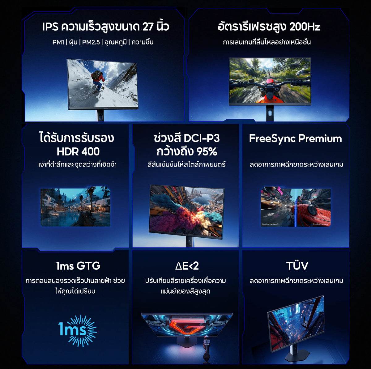 Xiaomi Gaming Monitor G27i/G24i 2026 อัตรารีเฟรชสูง 200Hz 1msGTG การรับรองแสงสีฟ้าต่ำ การป้องกันดวงตา