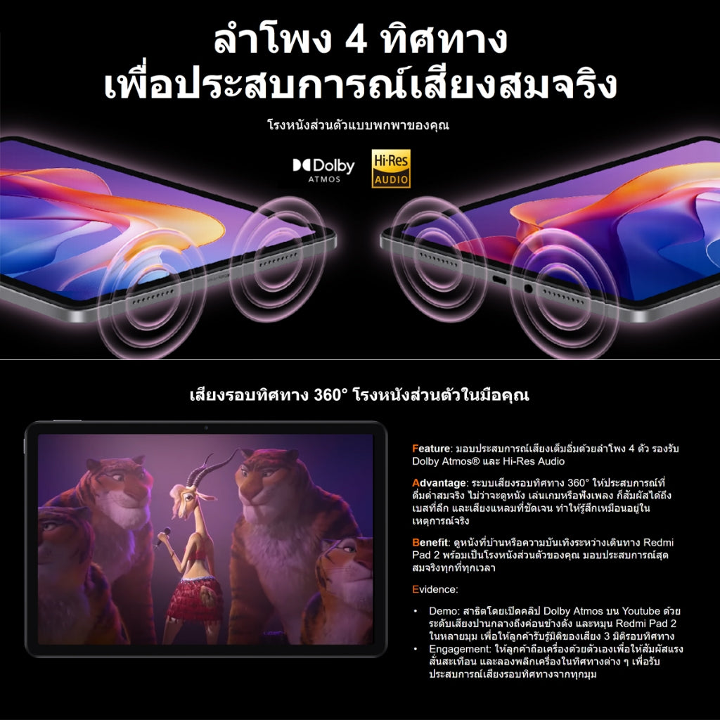 Xiaomi Redmi pad 2 หน้าจอคมชัด 2.5K  ขนาด 11 นิ้ว แบตเตอรี่ขนาดใหญ่  9000mAh ชิปเซ็ต Advanced Helio G100-Ultra