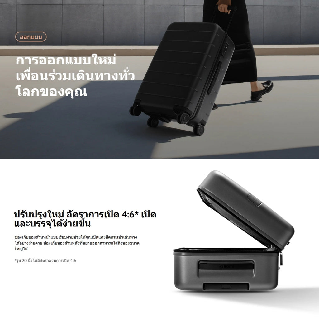 Xiaomi Luggage Classic Pro ตู้แบ่ง 4:6 ล็อครหัส TSA ล้อหมุนอิสระที่มีความไว การออกแบบด้านบนแบน ตู้แบ่ง 4:6 เคส PC