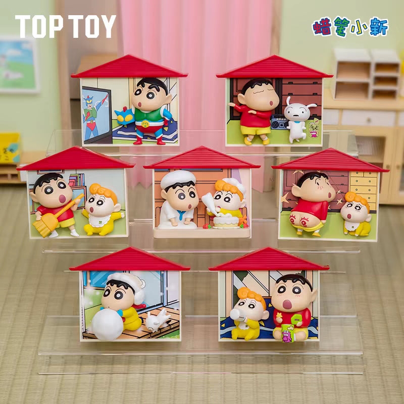 [6 Blind Boxes] TOPTOY x CRAYON SHINCHAN Nohara Family Series Figures Blind Box ของเล่นฟิกเกอร์