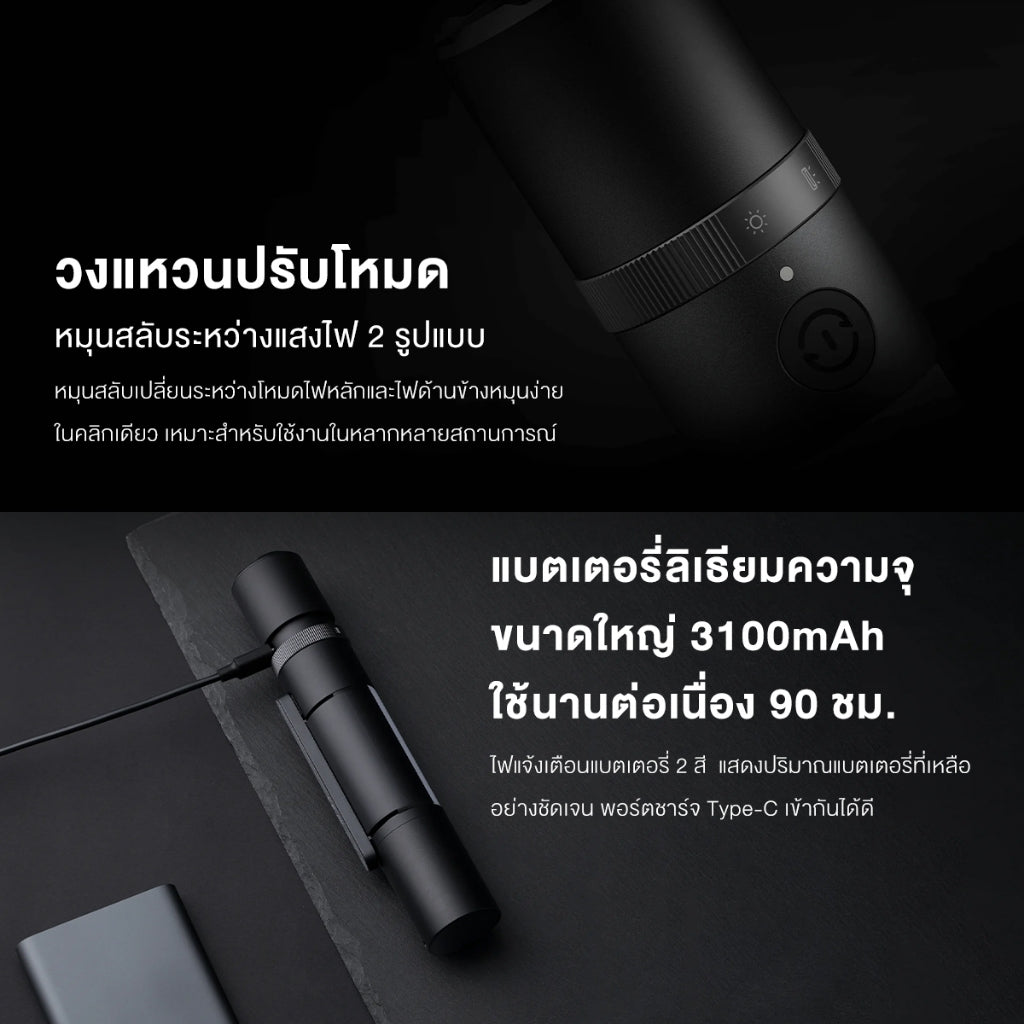 Xiaomi Multi Function Flashlight แสงกลางแจ้ง แสงแรง 1000lm การให้แสงนาน 240m แบตอึด 3100mAh