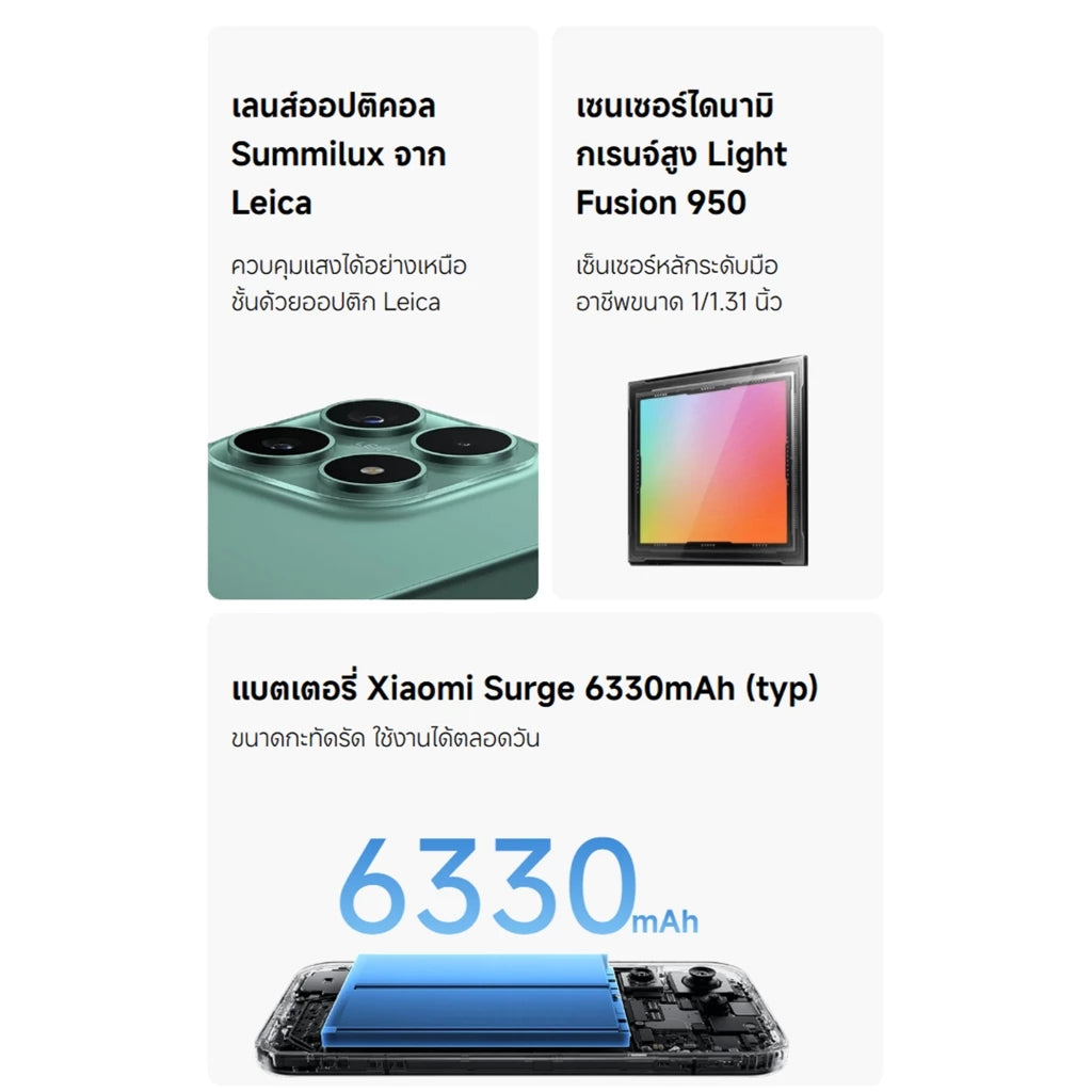 [NEW] Xiaomi 17 ชิปเซ็ต Snapdragon® 8 Elite Gen 5 แบตเตอรี่ Xiaomi Surge 6330mAh (typ) เลนส์ออปติคอล Summilux จาก Leica