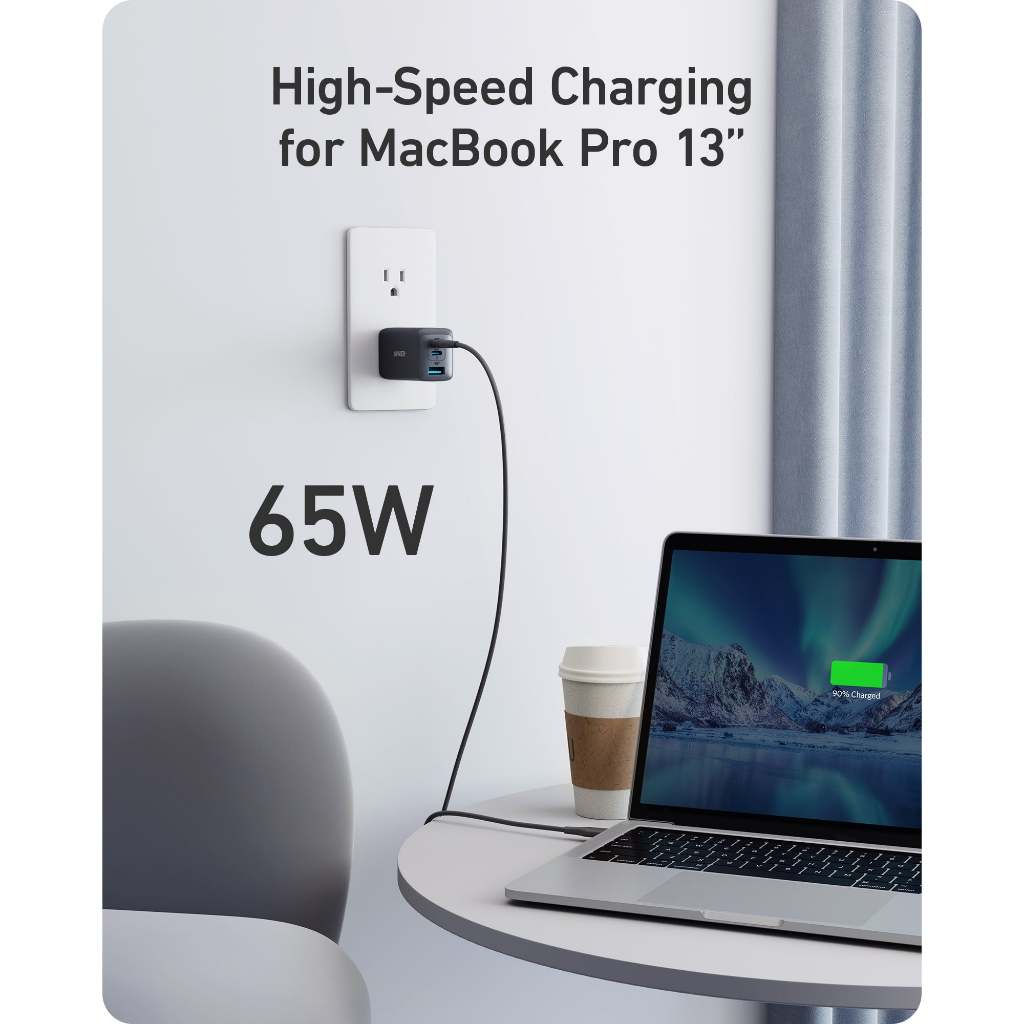Anker 735 Charger 65W GaN II หัวชาร์จ Fast Charger 3 พอร์ต 725 หัวชาร์จเร็ว สําหรับ for iPhone  โน๊ตบุ๊ค